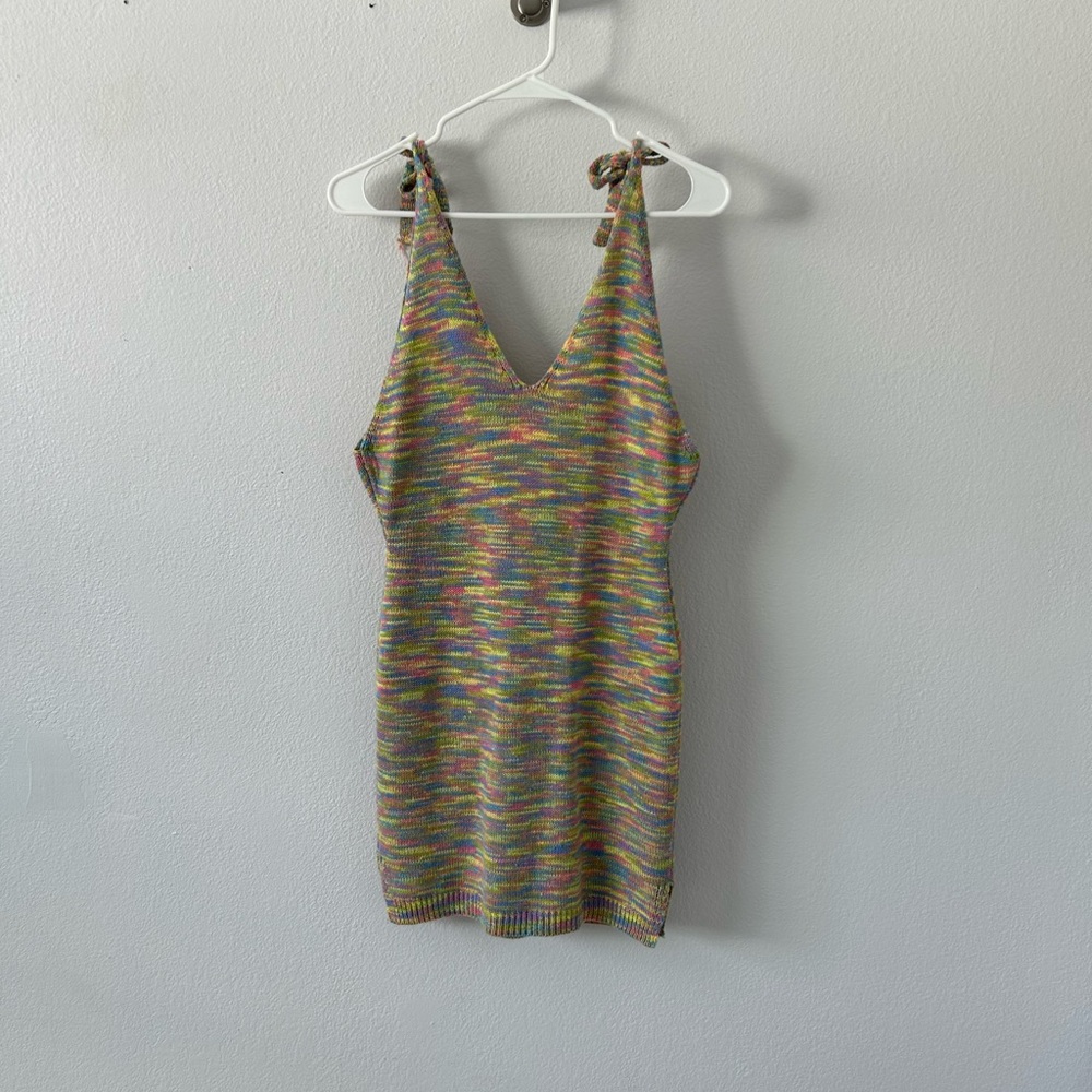 Multicolor Rainbow Knit Dress Mini Bodycon